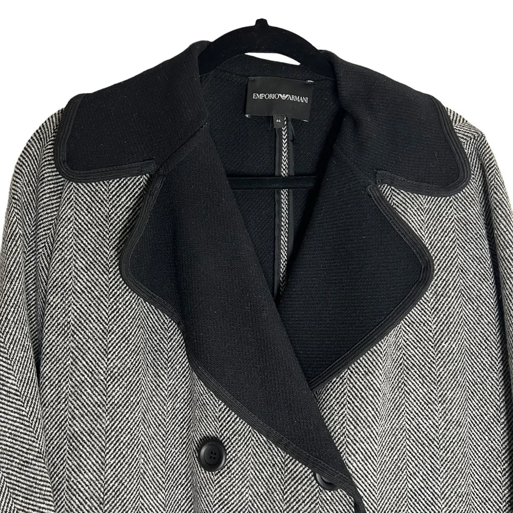 Authentic Emporio‎ Armani Herringbone Double-Breasted Long Belted Coat Size EU46 - Picture 5 of 15